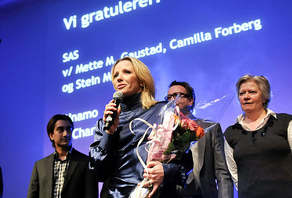 Representanter for SAS under prisutdelingen på HSMAI-prisfesten. Fotograf: Catharina Wandrup/Knut Joner