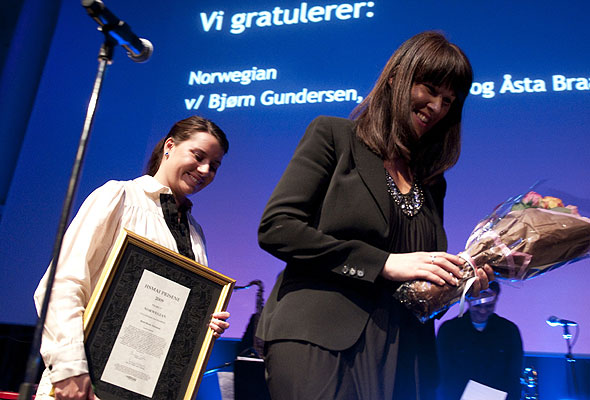 Representanter for Norwegian under prisutdelingen på HSMAI-prisfesten. Fotograf: Catharina Wandrup/Knut Joner