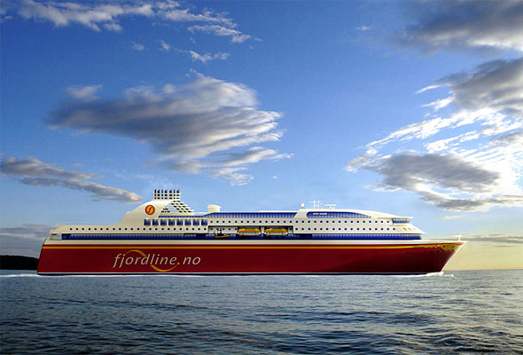 Et av Fjord Lines nye skip, hentet fra en presentasjon fra rederiet
