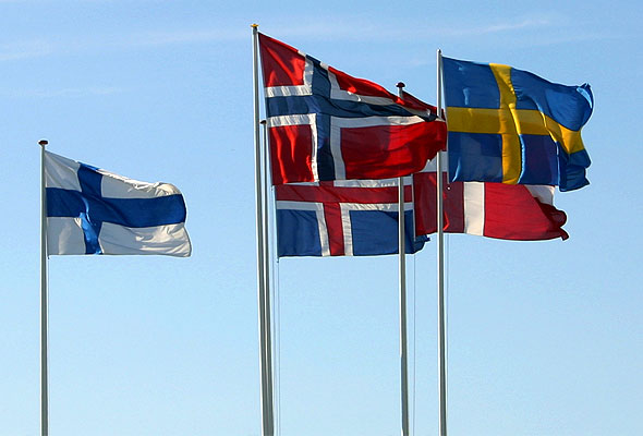 Nordiske flagg. Fotograf: Malene Thyssen, Wikimedia Commons